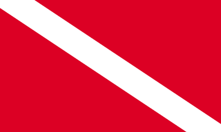 Red Flag With White Diagonal Stripe